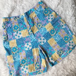 Vintage 80s Floral Patchwork Shorts